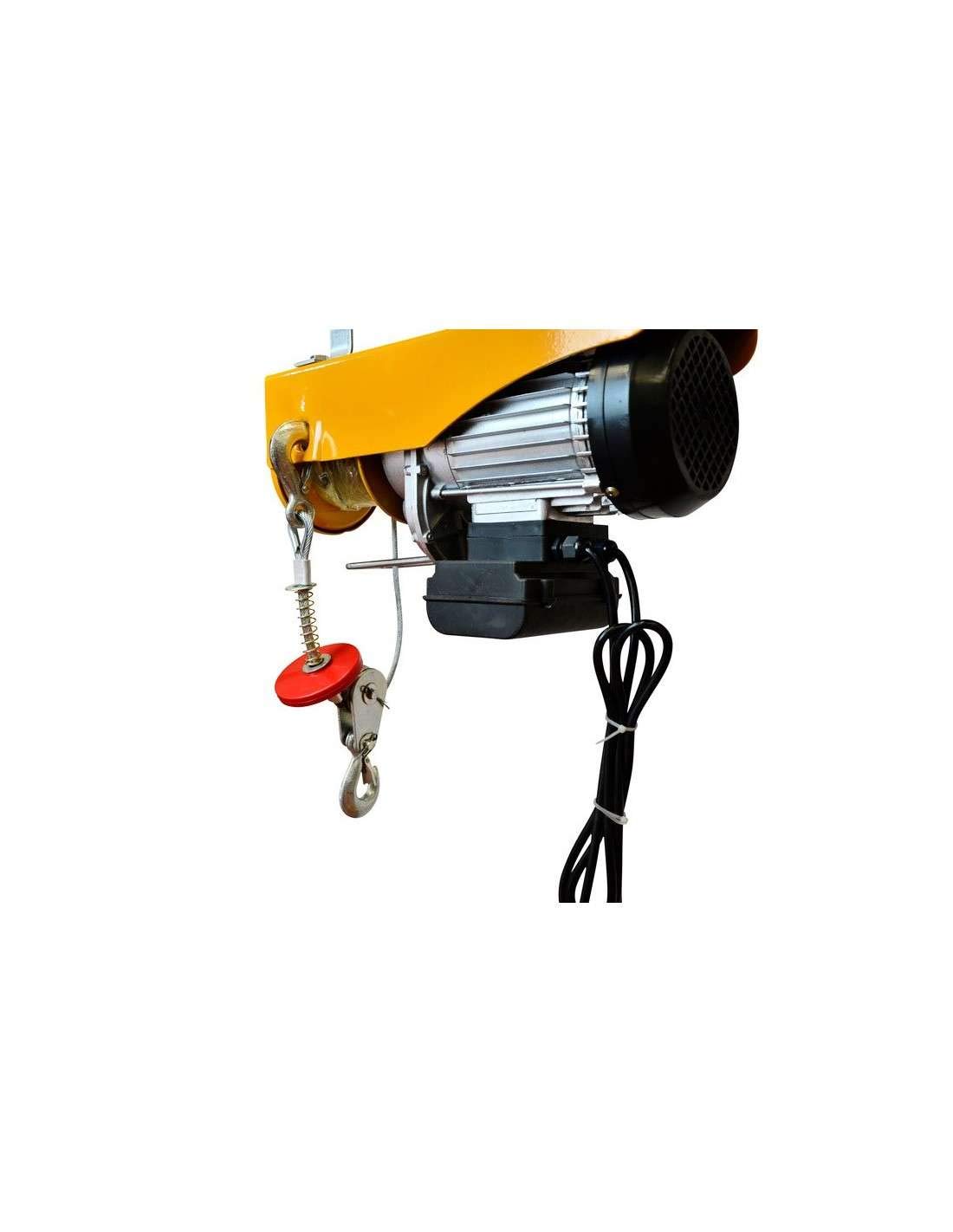 Polipasto Eléctrico 220V, Capacidad de 400/800 Kilogram, Potencia del Motor 1450W, Max Altura de Elevación 12 Metros, Construcción Robusta, Diámetro de la Cuerda de Acero 6mm