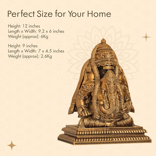 Image of SILAII Pillayarpatti Karpaga Vinayagar Sculpture - Sacred Wish-Granting Ganesha Idol for Home & Pooja Room (Antique Bronze, 9 INCHES)