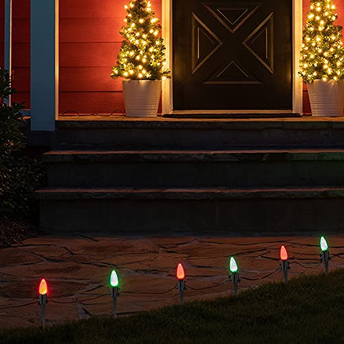Dazzle Bright 5.5 Inch 100 Pcs C9 Christmas Light Ground Stakes for Outdoor Decor - Black Plastic Spikes for Lawn, Garden, Patio - Thumbnail 6