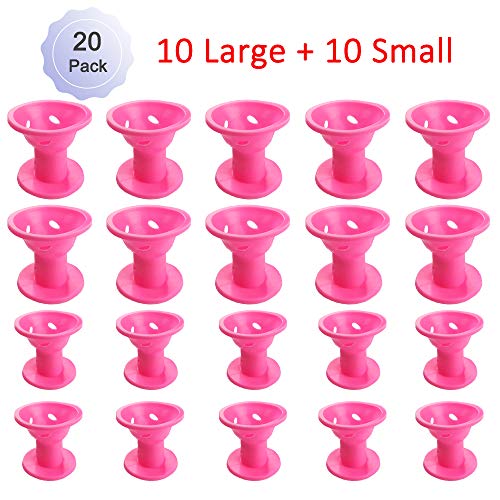Hair Care Rollers Hair Curlers Silicone No Clip Hair Style Rollers Soft Magic DIY Curling Hairstyle Tools Hair Accessories Pink 20 PCS