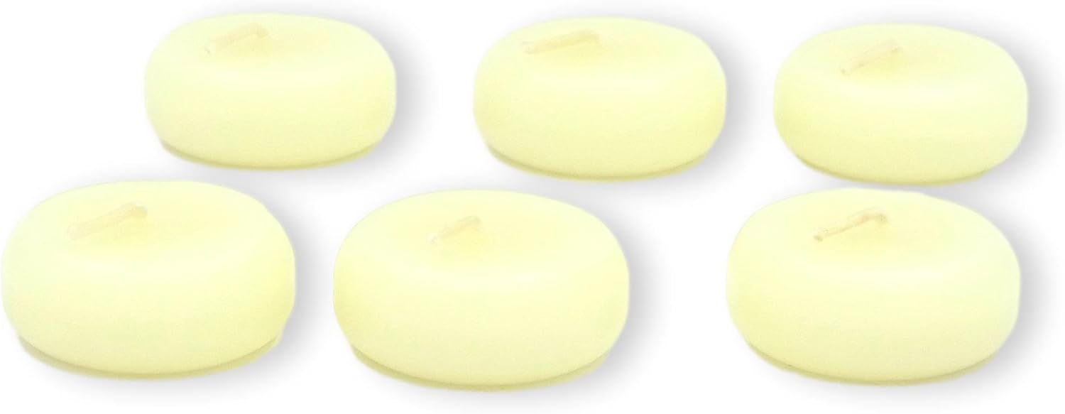 Beeswax Floating Candles, Ivory Round Shaped Candles for Vases, Centerpieces at Wedding, Party, Pool, Holidays (12)
