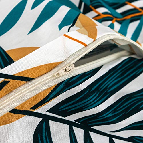 Yuheguoji Tropical Duvet Cover King 100% Cotton Yellow Green Plant Duvet Cover 3 Pcs Set 1 Palm Leaves Patterned Duvet Cover With Zipper Ties 2 Pillowcases Modern Farmhouse Botanical Bedding Set Soft #TOP2