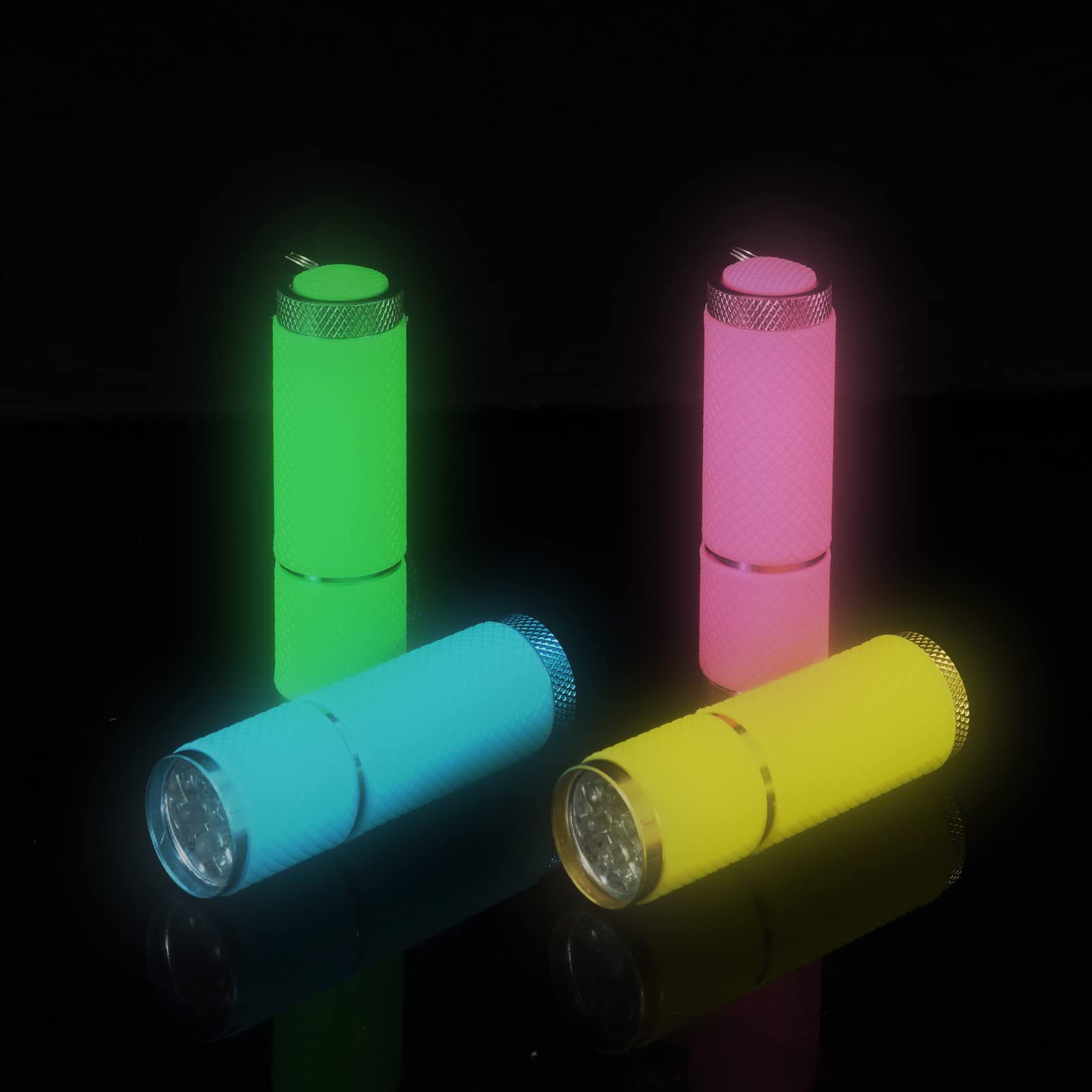 4 Lampes Torche LED DAOUZL - Mini, Puissantes, Étanches - Avec Cordon - Pour Camping, Urgence - 4 Couleurs