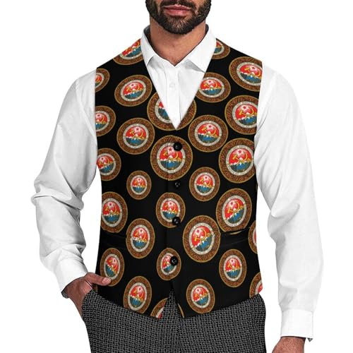 Coat Of Arms Of Georgia Suit Vest for Men Slim Fit Tuxedo Waistcoat Button Down V Neck Business Dress Coat - Main Image
