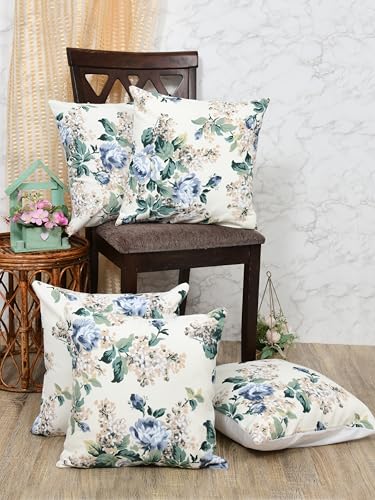 Image of Clasiko Premium Duck Cotton Decorative Throw Cushion Covers for Sofa Living Room ; Set of 5; 12x12 Inches; Spring Meadow