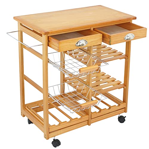 image for Nova Microdermabrasion Rolling Kitchen Island with Storage and Utility