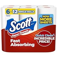 Scott Paper Towels, Choose-A-Sheet, 6 Double Rolls = 12 Regular Rolls (108 Sheets Per Roll)