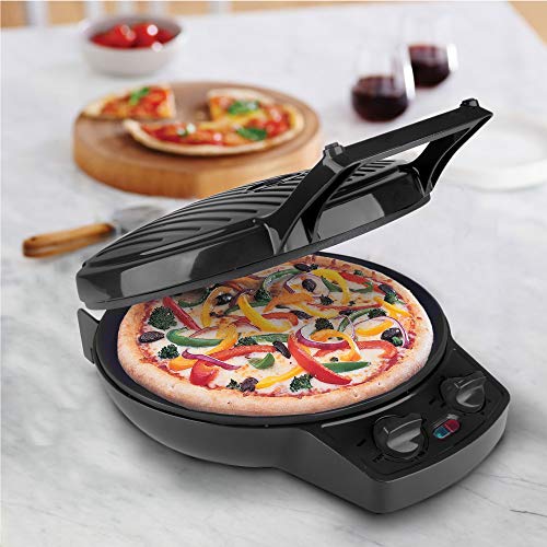 Courant Pizza Maker, 12 Inch Pizza Cooker And Calzone Maker, With Timer &Temperatures Control, 1440 Watts Pizza Oven Convert To Electric Indoor Grill, Black #TOP6