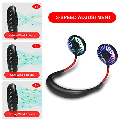 Ansbell Hand Free Personal Fan, Dual Head Led Mini Fan Portable Face Fan 3 Speed Adjustable Micro Usb Rechargeable Fan For Men Women Office Home Outdoor Camping Travel Wear Hanging Neck Fan (Usb Fan) #TOP5