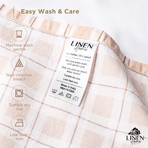 Image of Linen Home Cotton Lyocell Blend Percale Sheet Set Queen Size - 4 Piece Deep Pocket Bedding, Pre-Washed & Shrunk, Crisp Cooling Fabric, Fade-Resistant, Hotel Luxury, Wrinkle-Free - Polka Cedar Wood