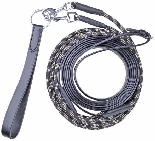 Bow & Arrow Equestrian Draw Reins Soft Grip Leather Nylon Horse Riding Training Aid Adjustable Rope Reins with Clips Dressage Western Loop Handle Reins