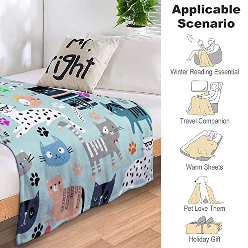 Cat Blanket Super Soft Flannel Throw Blanket Cat Gifts For Cat Lovers Cozy Lightweight Blankets For Women Kids Adults 50"X 40" #TOP3