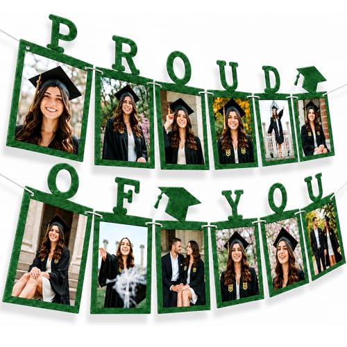 Image of Felt Graduation Photo Banner 2026-10 Feet, 5x7 | Graduation Decorations 2026 Green, Proud of You Banner | Graduation Picture Banner, Graduation Banner 2026 | Class of 2026 Decorations, KatchOn