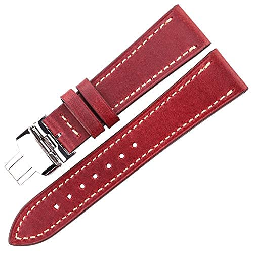 Correa de cuero genuino de 18mm a 24mm para relojes de hombre y mujer
