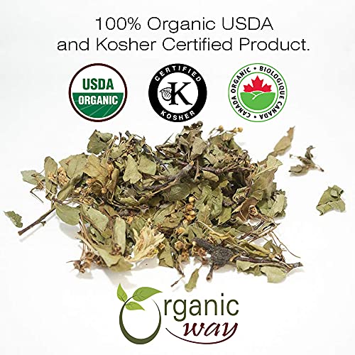 Organic Way Hawthorn Leaf and Flower Cut & Sifted (Crataegus monogyna) - Herbal Tea | European Wild-Harvest | USDA & Kosher Certified | Non GMO & Gluten Free | Origin - Albania (16 Oz)