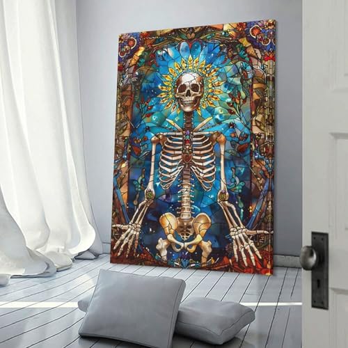 Affiches paysage squelette vitrail vintage POLIUAWS decoration murale salon chambre 30x45