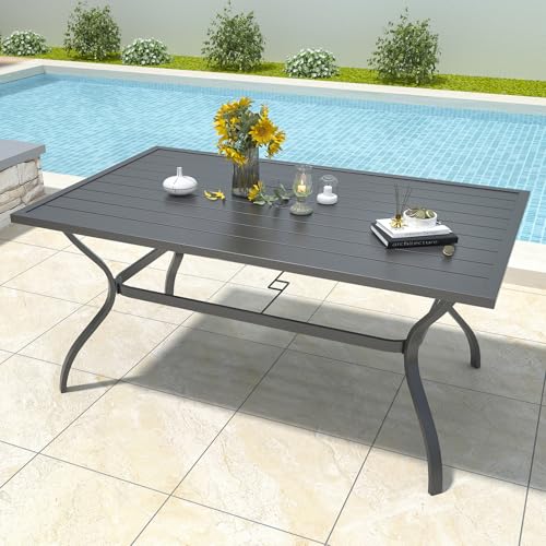 Anmutig 60" Rectangular Patio Dining Table Outdoor Metal Table
