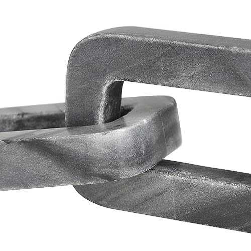 Escultura decorativa de mármol cadena geométrica 2 enlaces 10"x4"x3" gris miniatura 2