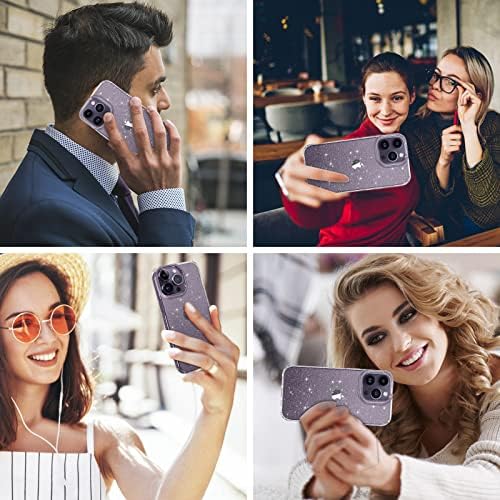 DOMAVER iPhone 14 Pro Max Case Clear Crystal Glitter Sparkle Shiny Bling iPhone 6.7'' Cover for Girls Women Thin Anti-Slip Shockproof Protective Phone Cases for iPhone 14 Pro Max 6.7'', Transparent