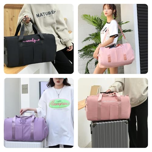 Personalized Duffel Bag with Embroidered Initials, Weekend Overnight Bag for Women with Wet Dry Pockets/Shoe, Sport Gym Bags for Boy/Men, Bridal Shower, Bridesmaid Gift, Gymnastics Dance Pack for Girl2