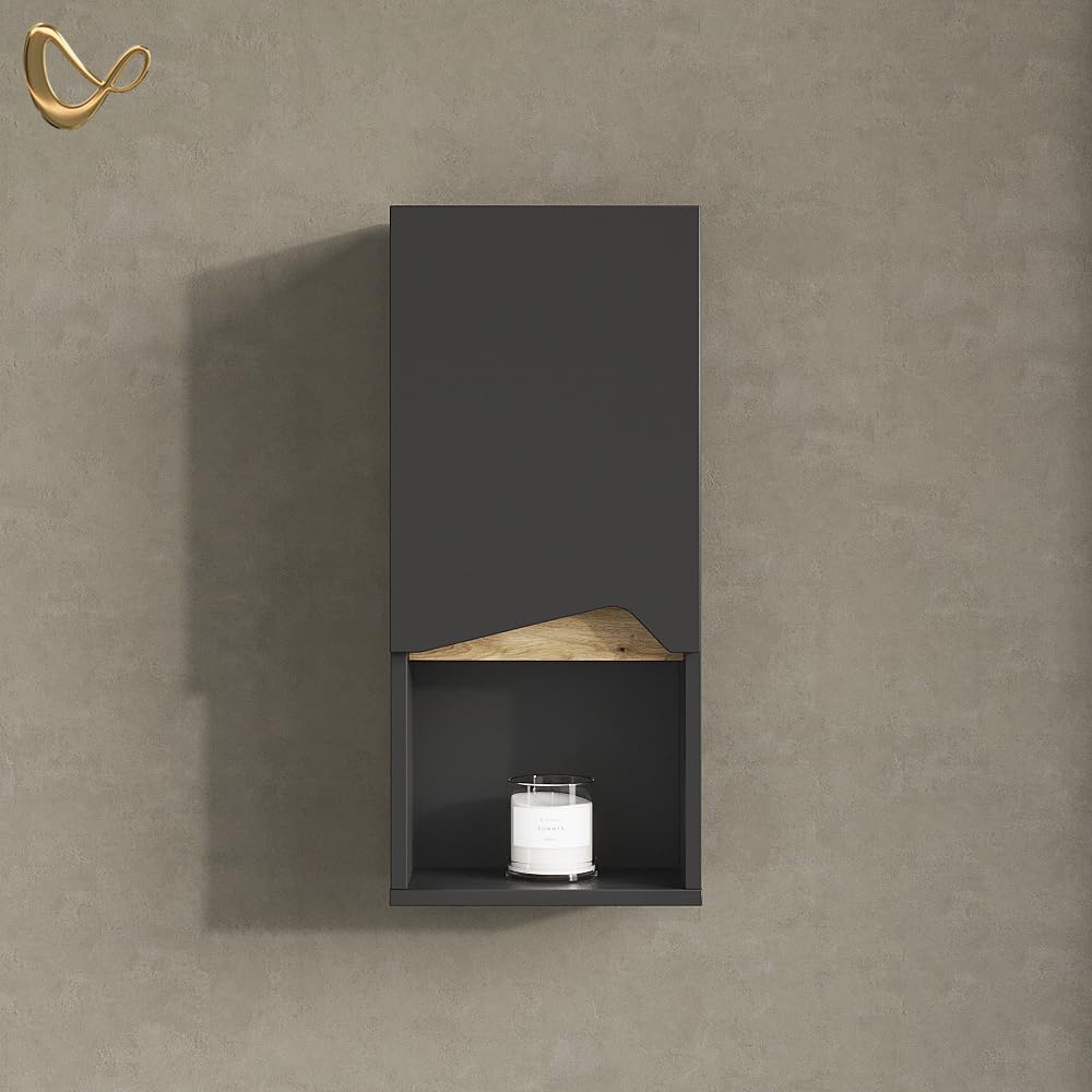 Livinity Badschrank Timavo, Anthrazit, 30 x 67 cm mit Tür und offenem Fach
