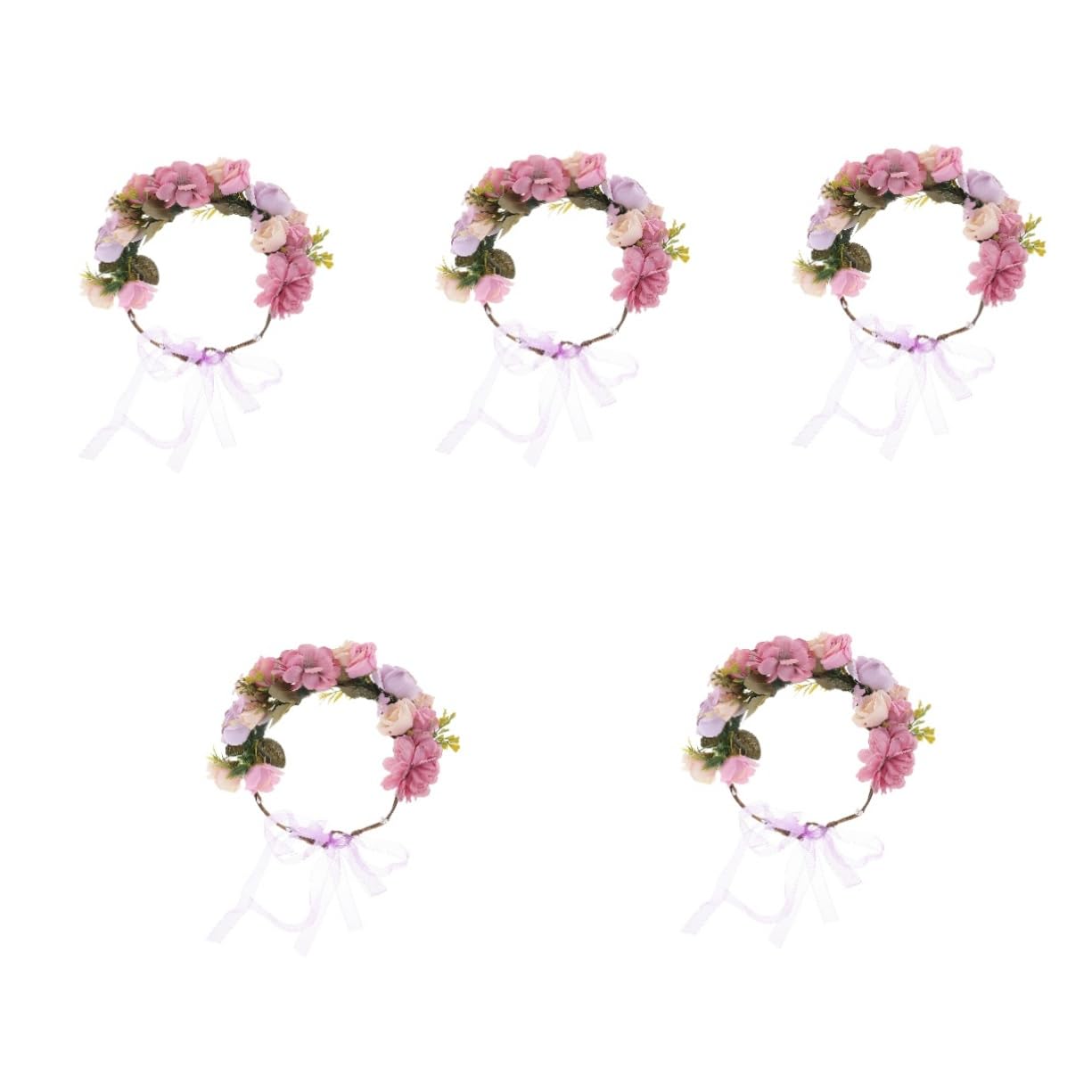 minkissy 5pezzi Cerchietto Floreale Per Matrimonio Ghirlanda Di Fiori Per Sposa e Damigella Accessorio Elegante Per Cerimonie Compleanni e Servizi Fotografici