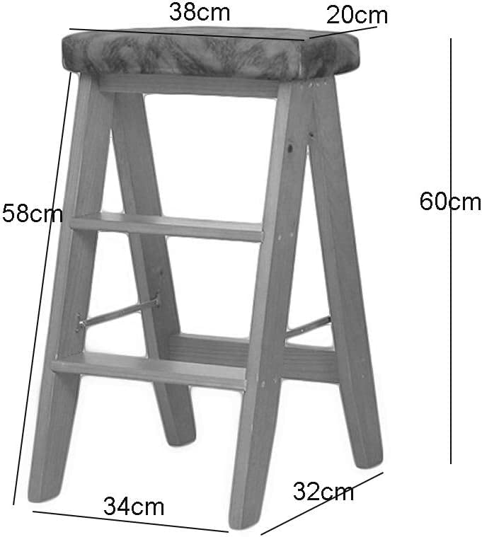 Escalera plegable de madera con funcion de taburete de pie 6