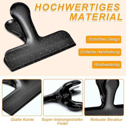 swihorab 10 Stück klein Metall Clips Lebensmittel-Clips Verschlußklemmen Tüten-Clip für Küche, rostfreiem Edelstahl Brief Klammern Verschlussclips 40 mm, Schwarz