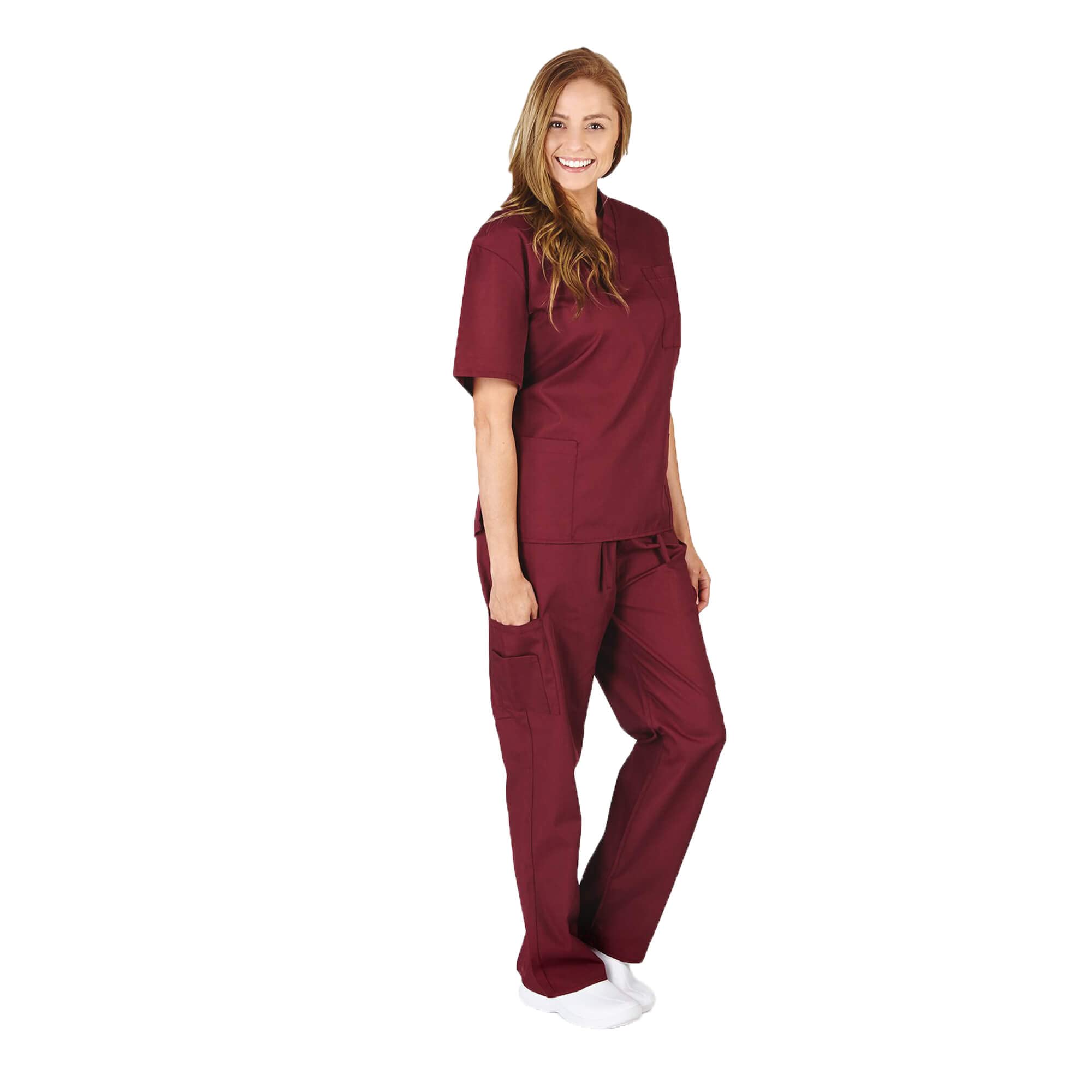 Active Uniforms Women's Scrub Sets, Scrub Top and Pants. Run Large (Burgundy, Large)