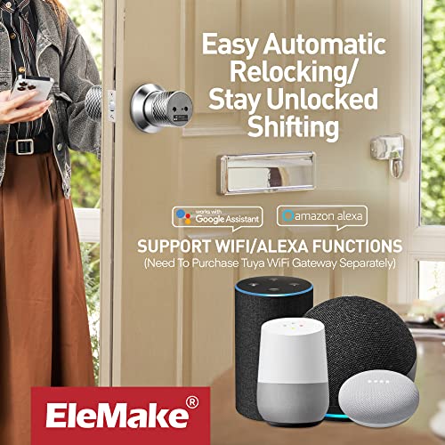 Silver Smart Door Knob With Keypad, Keyless Fingerprint Door Lock, Touchscreen Digital Entry Door Lock, Secure Bluetooth, App Control, Easy Install, Auto Door Lock For Home, Apartment, Hotel, Office #TOP4