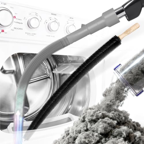 Holikme Dryer Vent Cleaner Kit 2Pack - Lint Vacuum Attachment & Brush | Gray Dryer Vent Vacuum Hose Attachment & Brush Reach Deep Traps - Remove Hidden Lint, Speed Drying & Reduce Fire Risk