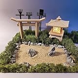 Zen Garden Japanese Decor with Gate, Lamp and Tools - Serene Indoor/Outdoor Meditation Space Decoration Kit (White)
