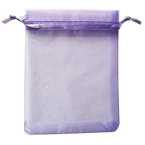 Image of ATCG 50pcs 8x12 Inches Large Drawstring Sheer Organza Bags Decoration Festival Wedding Party Favor Gift Candy Toys Makeup Pouches (Lavender)