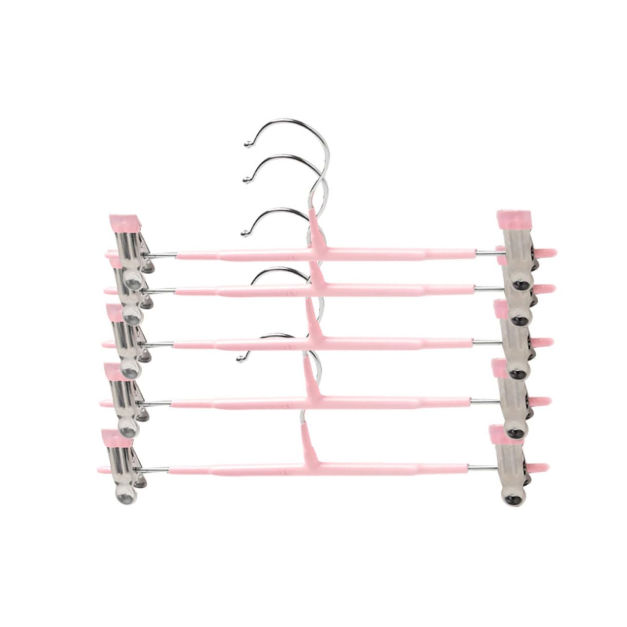 Happyyami 5pcs Non Slip Skirt Hangers with Clips Laundry Hangers for Space Saving Closet Organization for Clothing Stores Dorms and Homes Pink