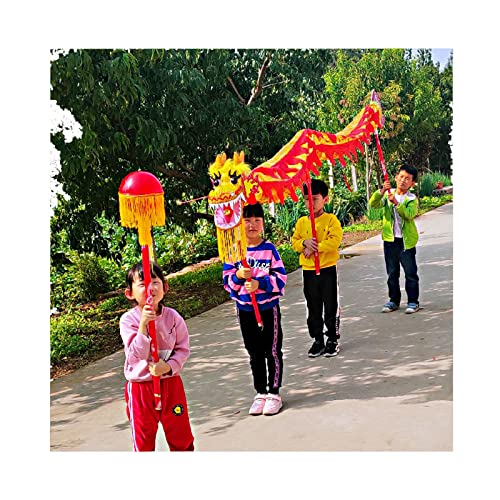 ZONABSQQ Dança do dragão chinesa dança do dragão chinês, dança do dragão de seda, acessórios para palco da escola primária, cabeça de dança do leão clássico acessórios de atuação