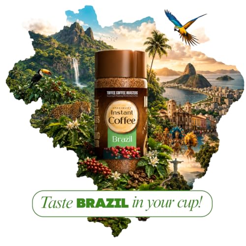 Image of Toffee Coffee Roasters | Brazil Speciality Instant Coffee | 50 Gm | 100% Arabica | Ready In Seconds | Microground Technology | Makes 25 Cups, Bottle