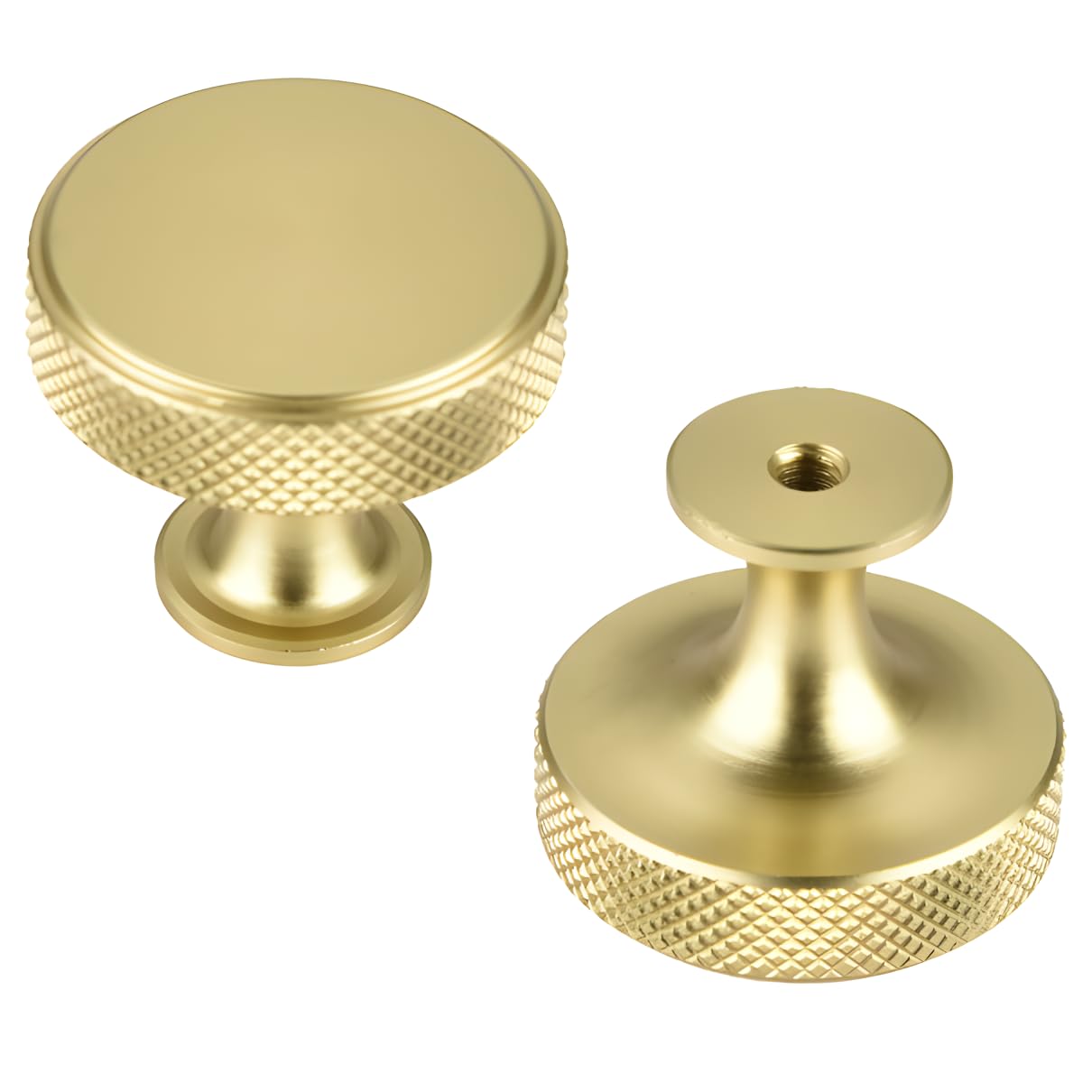 CYILIUEN 6 Pcs Aluminum Alloy Cabinet Knobs Round Drawer Knob with Screws Gasket and Screwdriver for Wardrobes Kitchen, Furniture, Gold