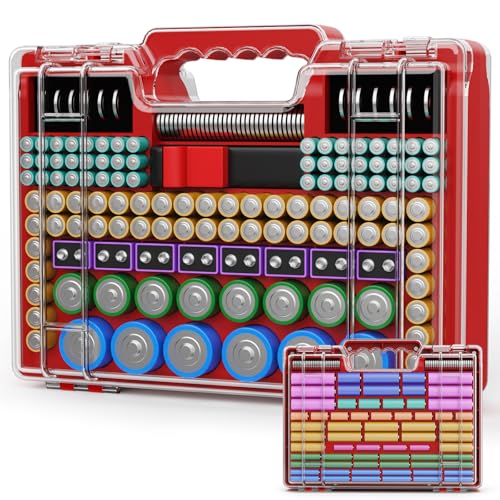 Vecefy Battery Organizer Storage Case with Tester, Ultra-Large 265+ Double-Sided Batteries Container...