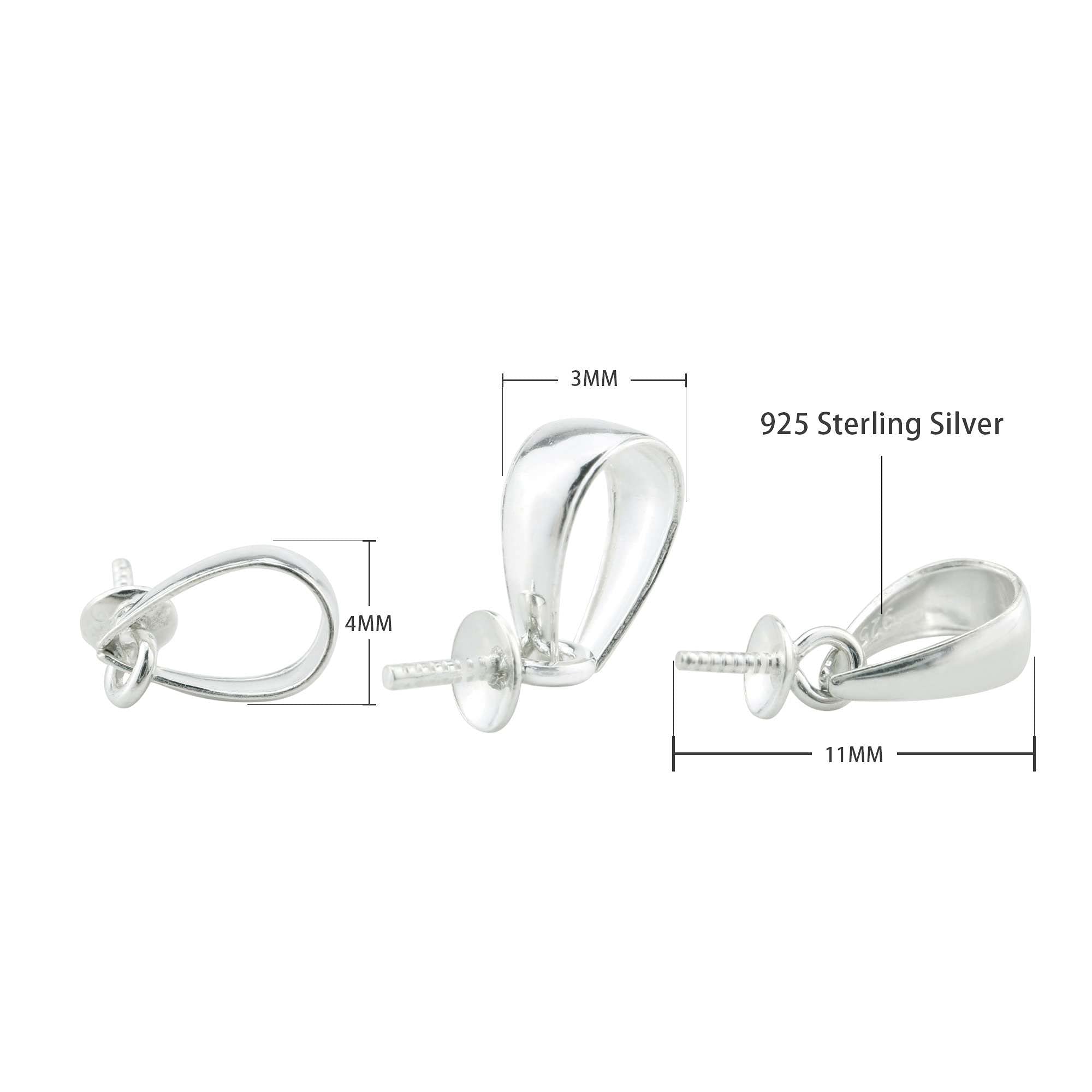 NaturSchatulle Collierschlaufen 925 Silber Stift 20 Stück 4x11mm Schmuck Kettenanhänger für Anhänger DIY Anhängerschlaufen Ösen