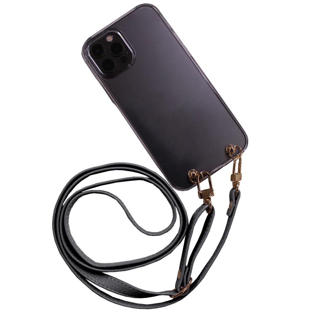 Amazon.co.jp: スマ通 Qua phone QX KYV42 対応 ケース ハードケース スマホカバー プラスチック 軽量 傷防止  汚れ防止 ショルダー ストラップ付き クリアケース くすみカラー ストラップ色(I-グレー) hard-hole : 家電＆カメラ