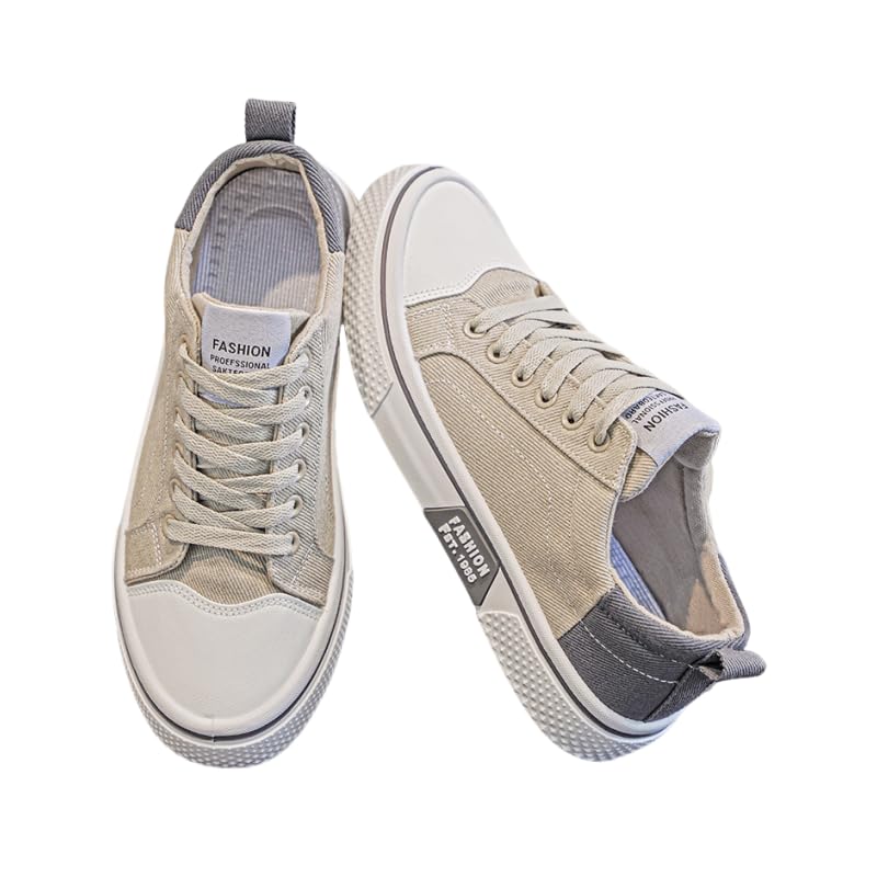 Men's Breathable Canvas Sneakers, Casual Low Top, Suitable for Outdoor or Driving, All-Season Lace Skateboard Shoes