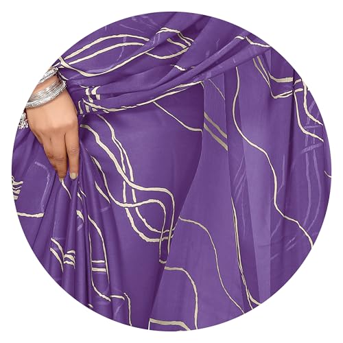 Image of MIRCHI FASHION Saree for Woman Chiffon Georgette Geometric Printed | Lightweight Farewell and Women's Office Sari with Blouse Piece