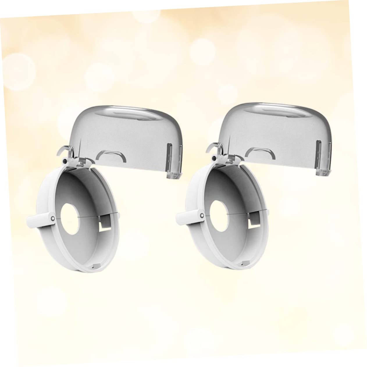 KOMBIUDA 2Pcs Safe Clear Stove Knob Covers with Hinged Lid Heat Resistant and Removable Oven Knob Guards for Kitchen Safety Proofing Essential