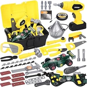 UCAMP Herramientas Juguete con Taladro Eléctrico Juguete 83 Piezas, Caja Herramientas Juguetes,Juego de construcción de Herramientas de Juguete,Juegos educativos para Niños Niñas 3 4 5 6 7 8 Años