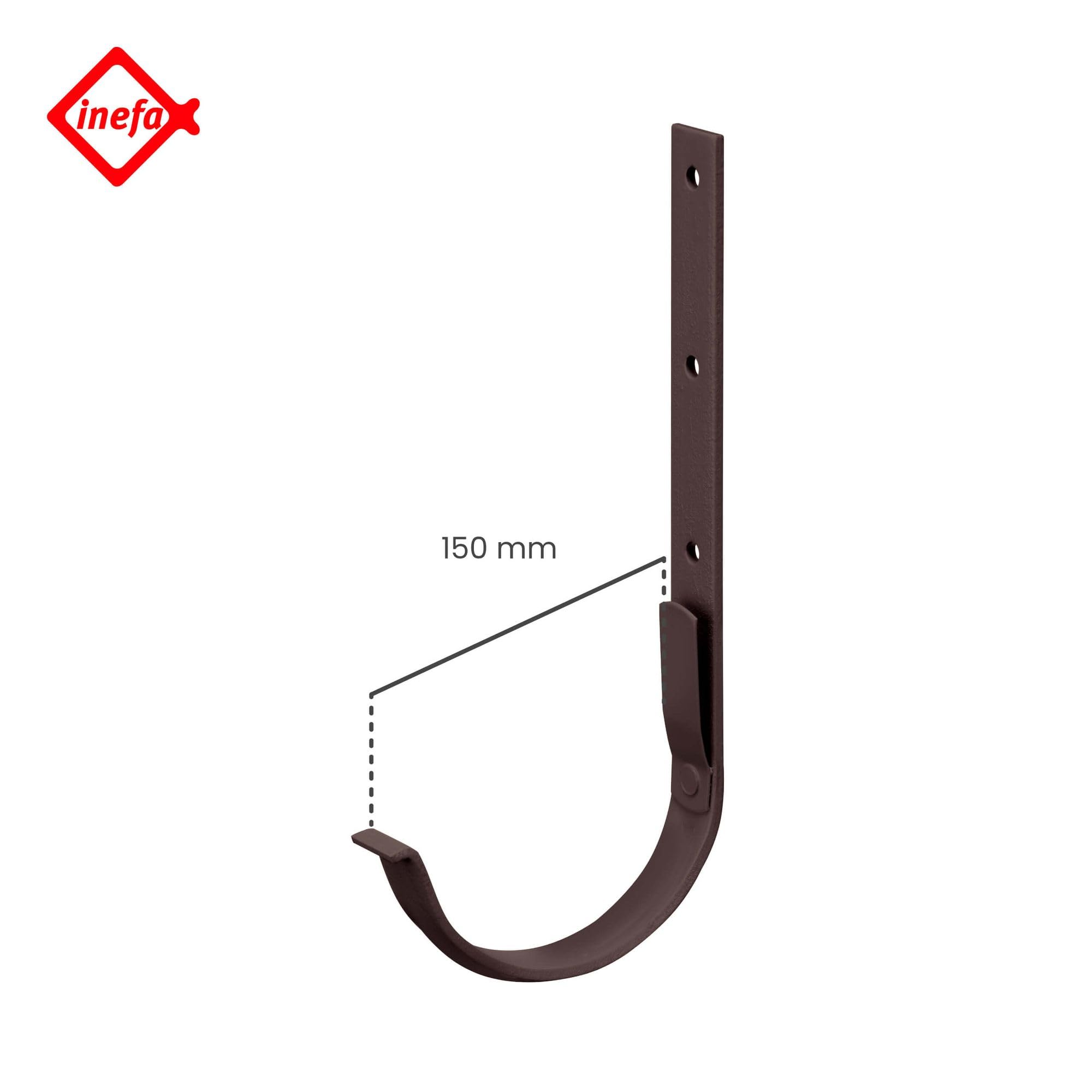 INEFA Supporto per grondaia semicircolare Ferro per grondaia, staffa per grondaia, staffa per grondaia, staffa per grondaia 150mm, Marrone scuro