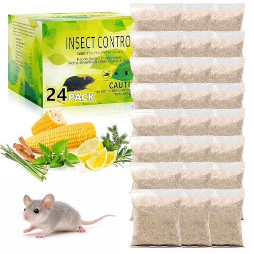 Image of Mouse Deterrent Pouches 24 Pack, Plant-Based Peppermint Scent for Indoor Enclosed Spaces, Long-Lasting Rodent Prevention for Garage Basement Storage RV Closet