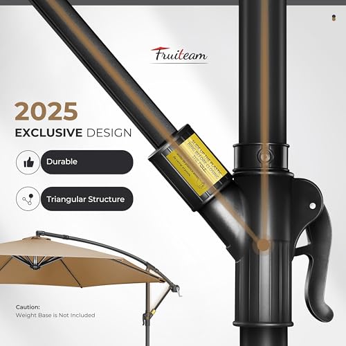 FRUITEAM Patio Umbrella, 10 FT Large Patio Umbrella Sun Shade for Backyard, Poolside, Lawn and Garden, Water proof UV Protection Umbrella Outdoor Patio w/Easy Tilt Adjustment, Khaki