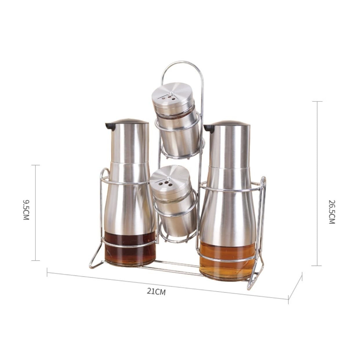 Camping Bouteille Huile Et Vinaigre Bouteille D'assaisonnement Liquide en Verre Épais Acier Inoxydable for Cuisine À Domicile avec Ensemble D'étagères Pique-Nique Plein Air