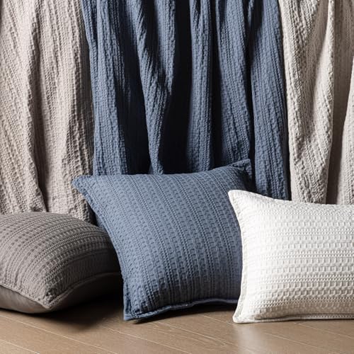 Image of Foindtower Set of 2 Decorative Cotton Waffle Weave Throw Pillow Covers Euro Shams Cushion Covers Accent European Pillowcase for Bed Couch Sofa Bedroom Living Room Home Decor 18x18 Inch Taupe Gray