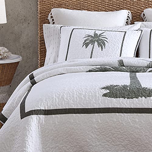 Edredón de algodón gris Tommy Bahama Queen reversible y transpirable para cama matrimonial 5